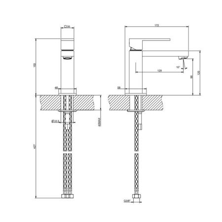 Gessi Rettangolo Смеситель для раковины на 1 отверстие, без донного клапана, цвет: черный, артикул 20002#299