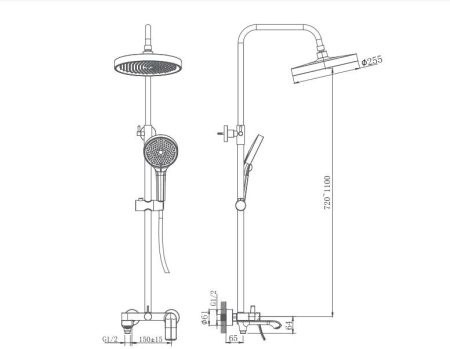 Душевая система Haiba HB24553-7, черный, артикул HB24553-7
