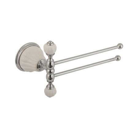 OLIVIA Полотенцедержатель двойной поворотный L20 cм, керамика белая, хром, артикул 17497