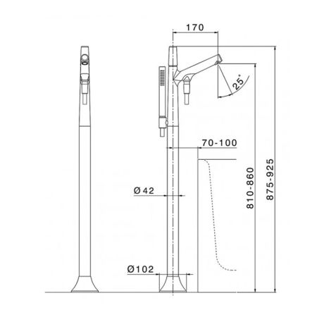 CISAL VITA Внешняя часть отдельностоящего смесителя на ванну с руч душем, черный матовый, артикул VI01420040