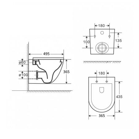 Унитаз подвесной Maretti Elena безободковый с микролифтом, EA10PBM06-844, белый, артикул EA10PBM06-844