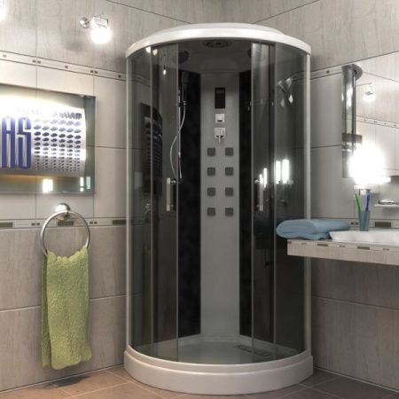 Душевая кабина Bas Альба 100х100 Eco стекло Графит задняя стенка Черная