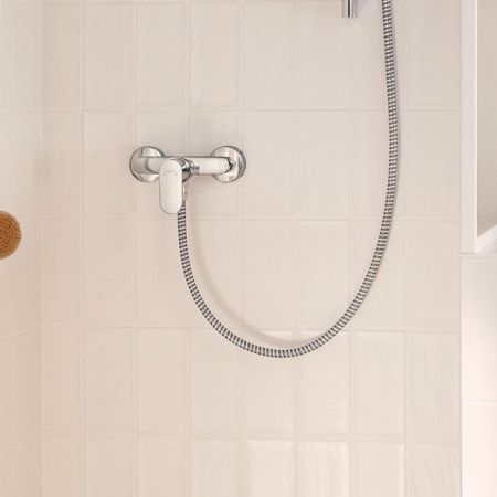 Смеситель для душа, Hansgrohe, Rebris S, тип открывания воды-однорычажный, тип регулирования воды-керамический картридж, монтаж-настенный, отверстия для монтажа-2, цвет-хром, артикул 72640000