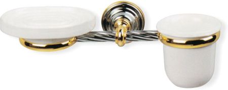 Stil Haus Giunone, настенные керамические мыльница + стакан, цвет хром, артикул G14(35)