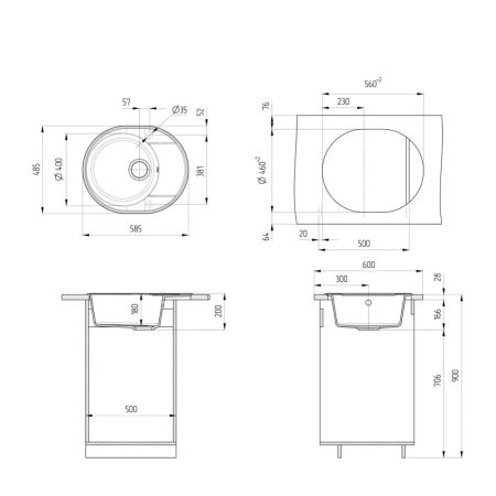 Кухонная мойка Ulgran Quartz Nora 585-10, песок, артикул Nora 585-10