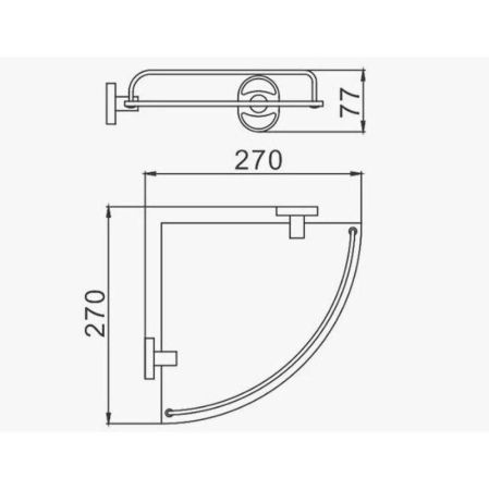 Полка стеклянная угловая D-Lin D264700, хром, артикул D264700