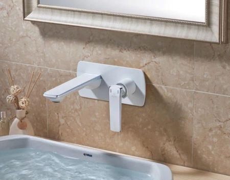 Смеситель для раковины встраиваемый Rose R13F R1341F, белый/хром