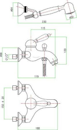 Смеситель для ванны Fiore Jafar 47CR5103, хром