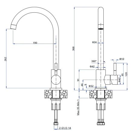 Смеситель для кухни GranFest Z-5410, песочный