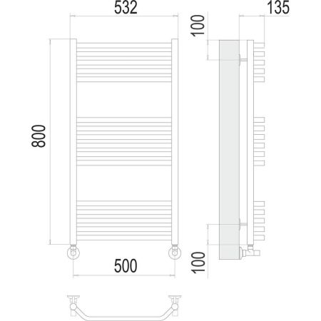 Полотенцесушитель водяной Terminus Виктория П16 50х80, артикул 4670078529534