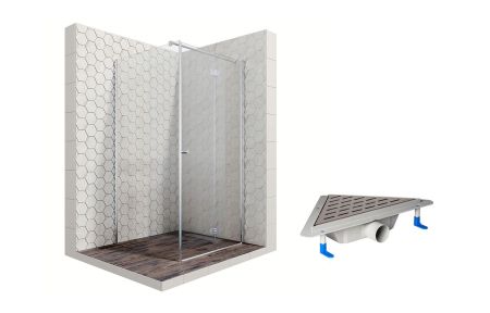 Душевой уголок Ambassador Diamond 12011106R-ST10, квадратный, угловой трап, 100х100, артикул 12011106R-ST10