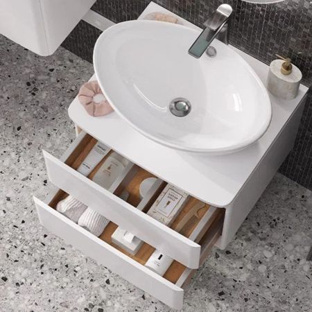 Тумба с раковиной подвесная Velvex Luna tp.LUN.60.2Y, 60 см, артикул tp-LUN-60-2Y-com