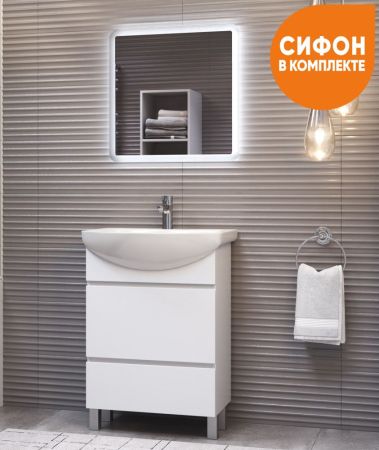 Тумба под раковину напольная VIGO Wing tn.WIN.BAL.60.2Y белый, 60 см, артикул tn.WIN.BAL.60.2Y белый