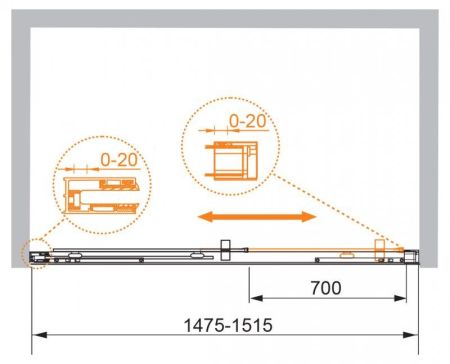 Душевая дверь в нишу CEZARES PREMIER-W-SOFT-BF-1, артикул PREMIER-SOFT-BF-1-130-C-Cr-IV
