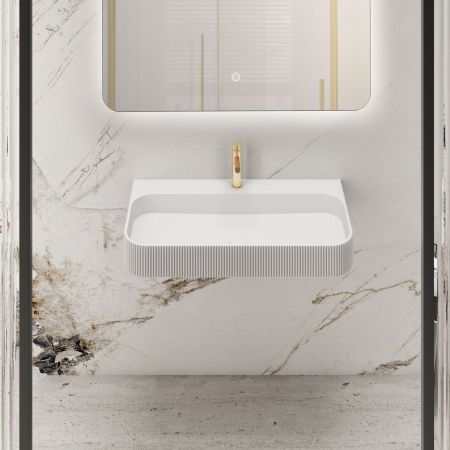 Раковина из искусственного камня Vincea VWB-6SG75MW, 750*460*120, подвесная, цвет белый матовый, артикул VWB-6SG75MW