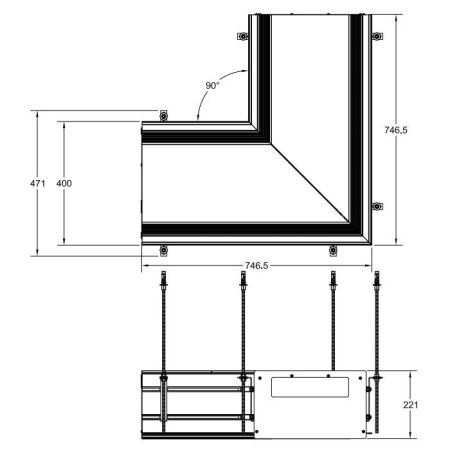 GESSI BINARIO Профиль угловой 740х740 мм., без подготовки под модули, цвет Black XL, артикул 61041#299