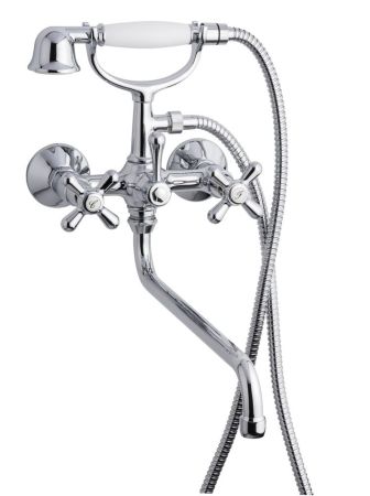 Смеситель Deco Classic с длинным изливом (25см) и ручным душем для ванной, цвет бронза