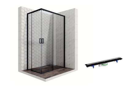 Душевой уголок Ambassador Queen Black 11011205R-PR1, прямоугольный, линейный трап, 120х80, артикул 11011205R-PR1