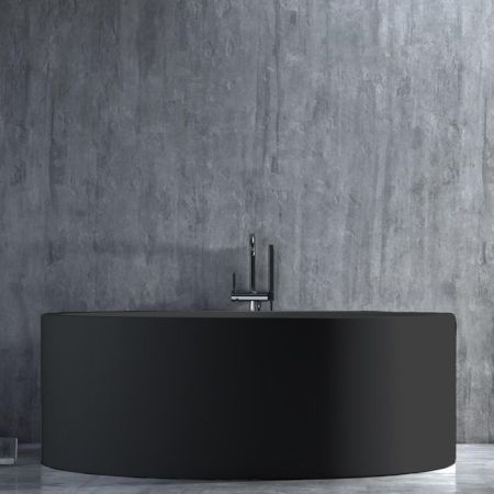 Salini Isola Ванна отдельностоящая 2000x2000x710 мм со встроенным сливом-переливом, каркасом: RAL9011 черный глянцевый, артикул 101111GRF RAL9011