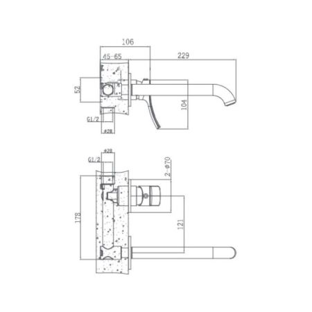 Встраиваемый смеситель для раковины HB14553, хром