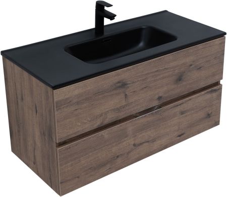Тумба под раковину Aquanet Алвита New 100 2 ящика, дуб веллингтон табак, артикул 00334188