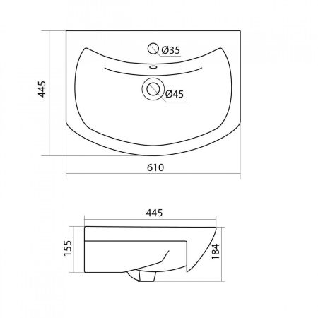 Раковина мебельная АКВАТОН БАЛТИКА 1WH110246 ((61*44,5), белый), шт, артикул 1WH110246