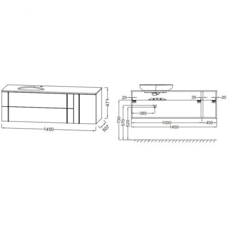 Тумба под раковину Jacob Delafon Nouvelle Vague 145 EB3043RU-NR2 подвесная Коричневая кожа, артикул EB3043RU-NR2