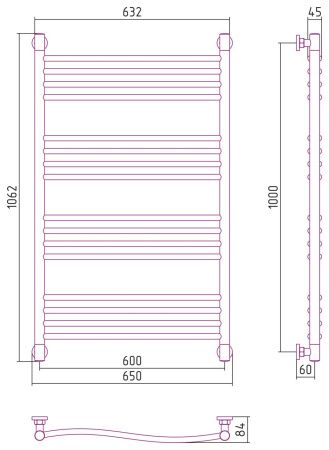 Полотенцесушитель водяной "ФЛЮИД+" 1000х600 (Матовое ЗОЛОТО) Полотенцесушитель водяной "ФЛЮИД+" 1000х600 (Матовое ЗОЛОТО)