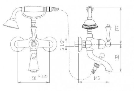 Смеситель для ванны и душа CEZARES ATLANTIS-NOSTALGIA-VD, артикул ATLANTIS-NOSTALGIA-VD-03/24