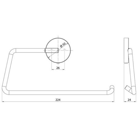 Полотенцедержатель, Emco, Round, двойной, ширина, мм-224, глубина, мм-24, тип установки-настенный, цвет-Black