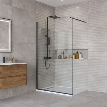Душевая перегородка BELBAGNO KRAFT-L-1 арт. KRAFT-L-1-80-C-NERO, артикул KRAFT-L-1-80-C-NERO