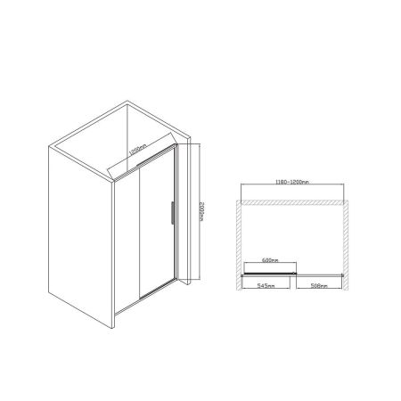 Душевая дверь Slim-U VDS-2SU120CLB, 1200, м.черный, стекло прозрачное, артикул VDS-2SU120CLB