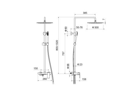 Душевая система AQUATEK AQ2440CR ЛИРА, артикул AQ2440CR