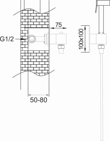 Гигиенический душ с термостатом Rose R965, хром