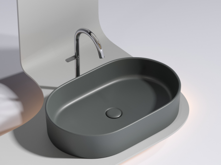 Умывальник чаша накладная овальная (цвет Темный Антрацит Матовый) Элемент (Element) 608x385x122мм, артикул CN6048MDH
