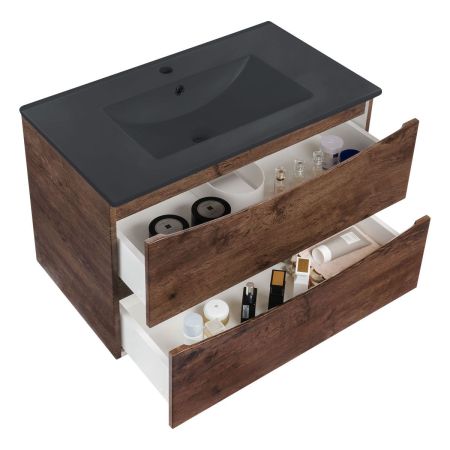 База под керамическую раковину Mia 750 подвесная, 2 выкатных ящика soft close, R.Wood, артикул VMC-2MC750RW