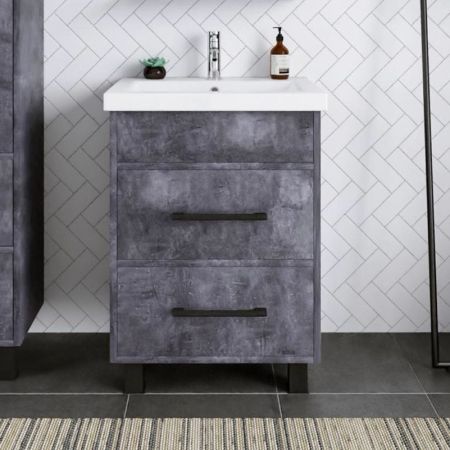 Тумба под раковину напольная Бриклаер ЧИЛИ цемент, 60 см, артикул 4627125415210