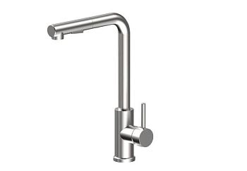 AQG INOX TREND, смеситель для кухни с прямым поворотным вытяжным изливом переключателем потока, цвет нержавеющая сталь