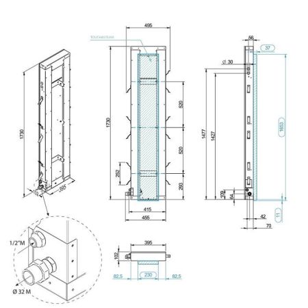 Effegibi Touch&Steam 45 Парогенератор 23х3,7хh167 см, 4,5 кВт