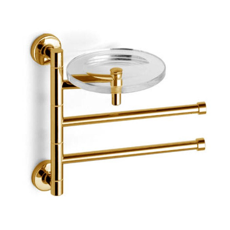 Bertocci Cinquecento Полотенцедержатель поворотный, двойной 23 см с мыльницей, цвет: золото, артикул 110 0535 5000