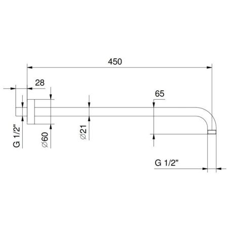 FANTINI Держатель верхнего душа 450 мм., настенный монтаж, цвет Deep Black PVD, артикул 86 S1 8028