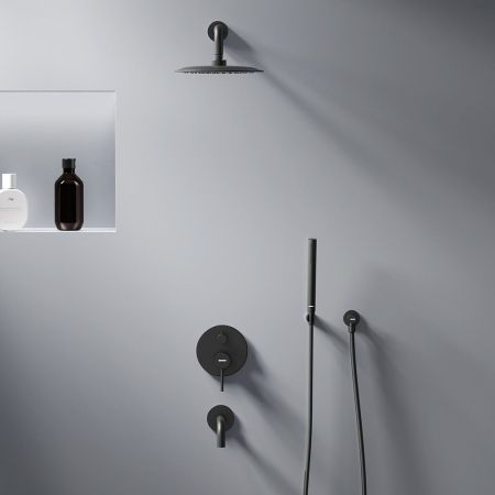 936510300 Scandinavian Pure встраиваемая душевая система  с ванно-душевым смесителем и изливом, чёрн, артикул 936510300