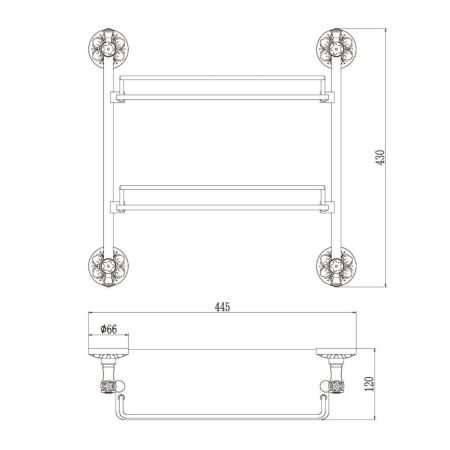 Полка стеклянная S-005822C Savol, бронза, артикул S-005822C