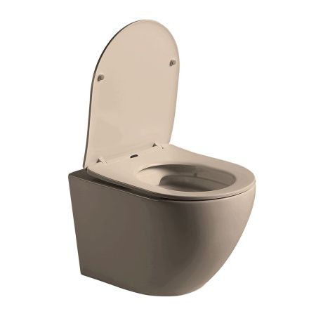 Унитаз подвесной Globo VT1-14SMC безободковый, цвет капучино мат., ультратонкое сиденье soft-close, артикул VT1-14SMC