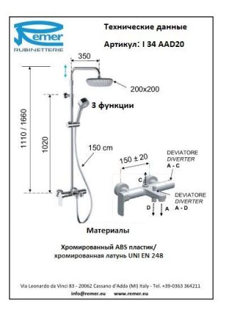 Infinity Комплект для ванны I34AAD20, артикул I34AAD20