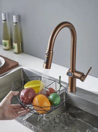 Смеситель для кухни с индикатором температуры Knotlor KN-100/RB, бронза, артикул KN-100/RB