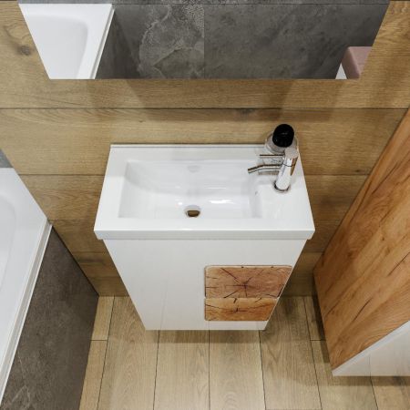 Комплект мебели для ванной Бриклаер Форест 40B, дуб золотой/белый, артикул Форест 40B