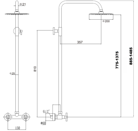 Душевая система Fmark FS8405, сатин, артикул FS8405