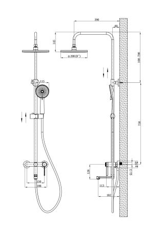 Душевая система со смесителем Canberra, артикул: ST260CRGold, ESKO