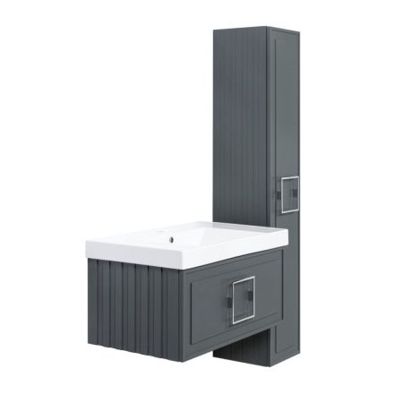 Тумба под раковину подвесная La Fenice Cubo FNC-01-CUB-G-80, серо-зеленая, артикул FNC-01-CUB-G-80